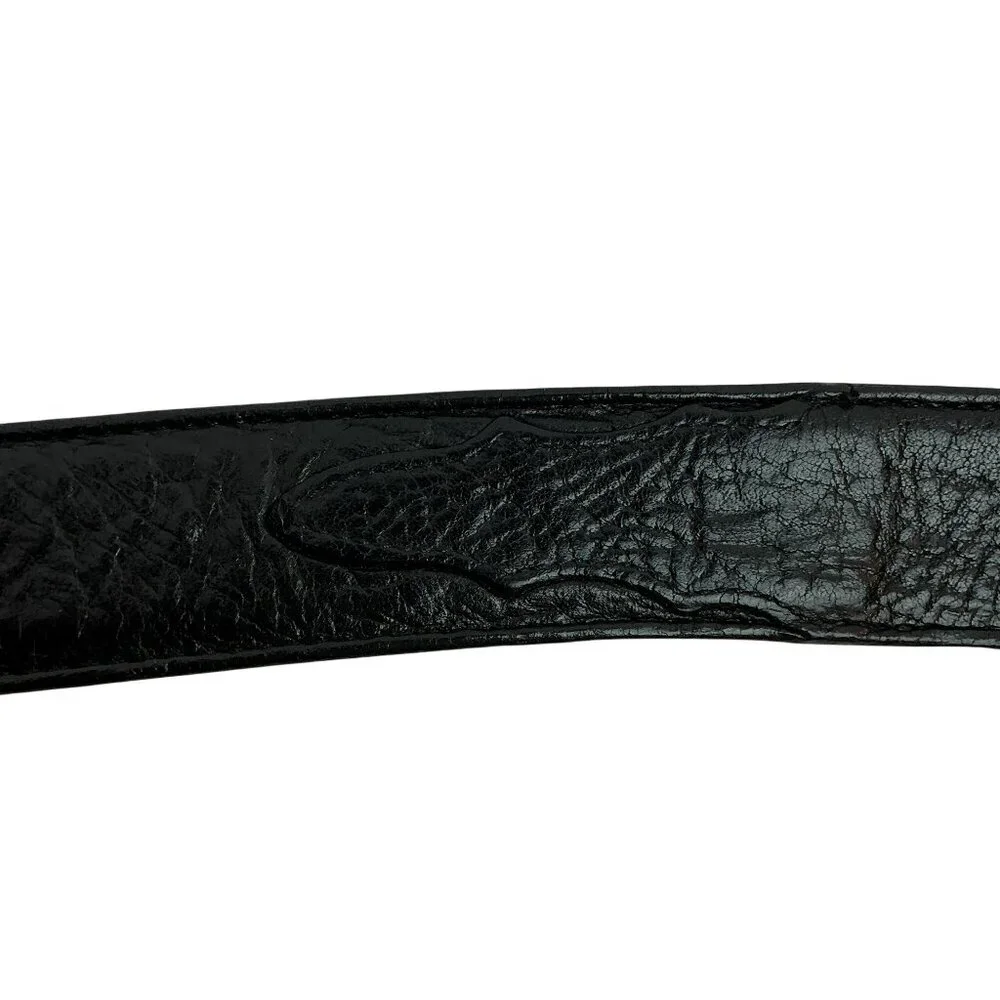 Tony Lama Black Leather Belt With Classic Western Silver Buckle Mens 40